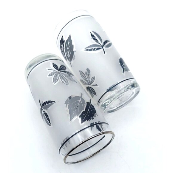 Libbey Silver Leaf Frosted Juice Glasses 4 Inch Tumblers Set of 2 Vintage MCM - Picture 5 of 6